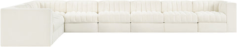 Talia Cream Velvet Performance Fabric Upholstered Sectional, 8-Piece (Style 3)