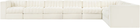 Talia Cream Velvet Performance Fabric Upholstered Sectional, 8-Piece (Style 3)