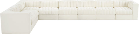 Talia Cream Velvet Performance Fabric Upholstered Sectional, 8-Piece (Style 3)