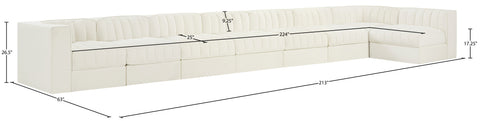 Talia Cream Velvet Performance Fabric Upholstered Sectional, 8-Piece (Style 4)