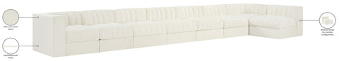 Talia Cream Velvet Performance Fabric Upholstered Sectional, 8-Piece (Style 4)