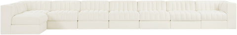 Talia Cream Velvet Performance Fabric Upholstered Sectional, 8-Piece (Style 4)