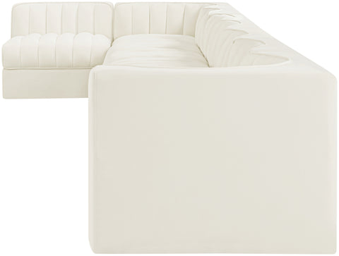 Talia Cream Velvet Performance Fabric Upholstered Sectional, 8-Piece (Style 4)
