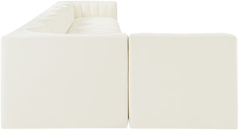 Talia Cream Velvet Performance Fabric Upholstered Sectional, 8-Piece (Style 4)