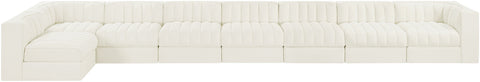 Talia Cream Velvet Performance Fabric Upholstered Sectional, 8-Piece (Style 4)
