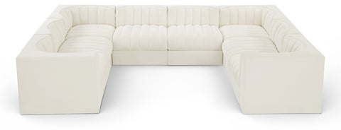 Talia Cream Velvet Performance Fabric Upholstered Sectional