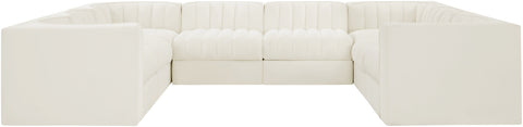 Talia Cream Velvet Performance Fabric Upholstered Sectional