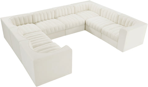 Talia Cream Velvet Performance Fabric Upholstered Sectional