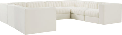 Talia Cream Velvet Performance Fabric Upholstered Sectional