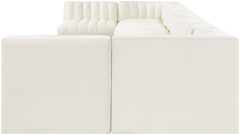 Talia Cream Velvet Performance Fabric Upholstered Sectional, 9-Piece