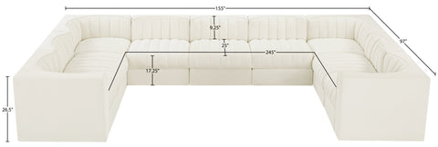 Talia Cream Velvet Performance Fabric Upholstered Sectional, 9-Piece (Style 2)