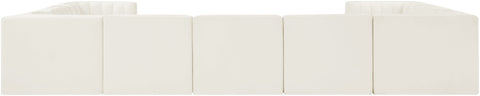 Talia Cream Velvet Performance Fabric Upholstered Sectional, 9-Piece (Style 2)