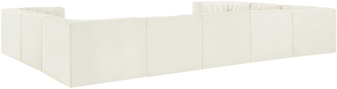 Talia Cream Velvet Performance Fabric Upholstered Sectional, 9-Piece (Style 2)