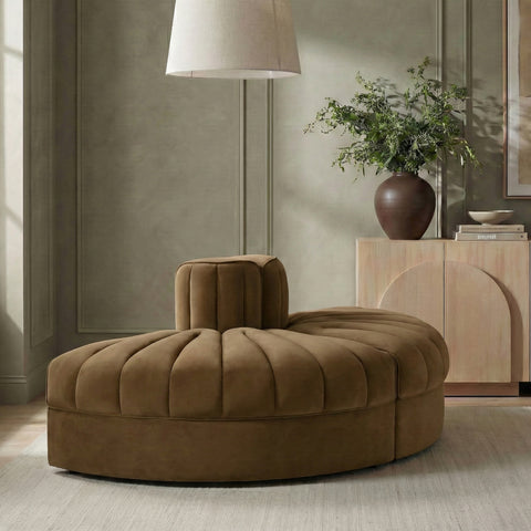 Talia Saddle Velvet Performance Fabric Upholstered Sofa, 2-Piece