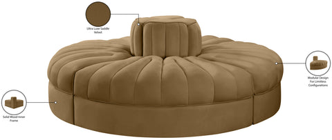 Talia Saddle Velvet Performance Fabric Upholstered Sofa, 4-Piece
