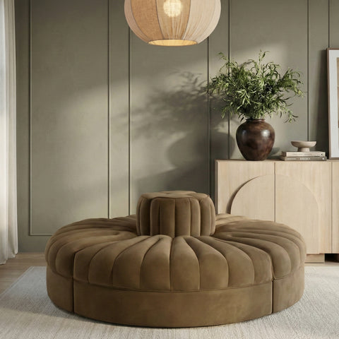 Talia Saddle Velvet Performance Fabric Upholstered Sofa, 4-Piece
