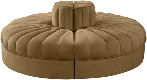 Talia Saddle Velvet Performance Fabric Upholstered Sofa, 4-Piece