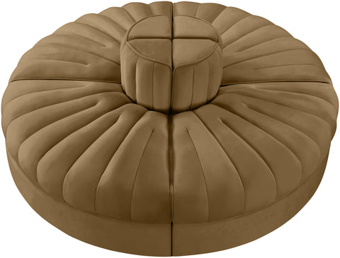 Talia Saddle Velvet Performance Fabric Upholstered Sofa, 4-Piece