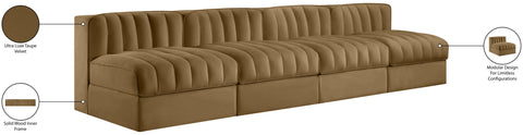 Talia Saddle Velvet Performance Fabric Upholstered Sofa, 4-Piece (Style 2)