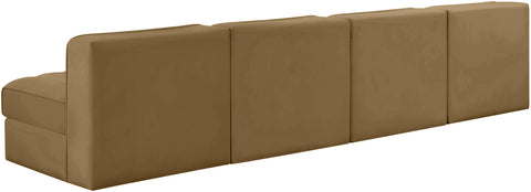 Talia Saddle Velvet Performance Fabric Upholstered Sofa, 4-Piece (Style 2)