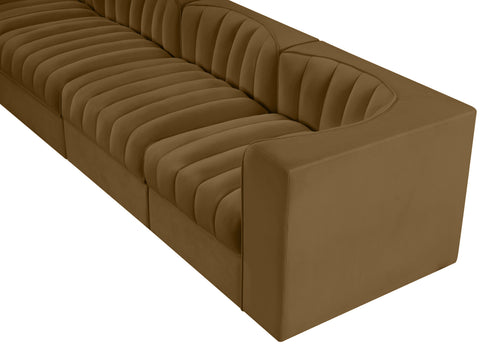 Talia Saddle Velvet Performance Fabric Upholstered Sofa, 4-Piece (Style 3)