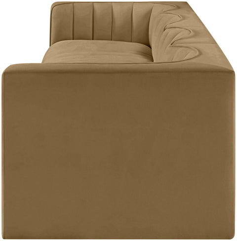 Talia Saddle Velvet Performance Fabric Upholstered Sofa, 4-Piece (Style 3)