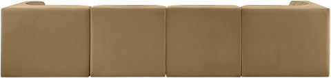 Talia Saddle Velvet Performance Fabric Upholstered Sofa, 4-Piece (Style 3)