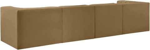 Talia Saddle Velvet Performance Fabric Upholstered Sofa, 4-Piece (Style 3)