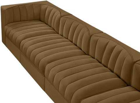 Talia Saddle Velvet Performance Fabric Upholstered Sofa, 4-Piece (Style 3)