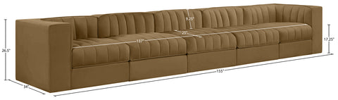 Talia Saddle Velvet Performance Fabric Upholstered Sofa, 5-Piece