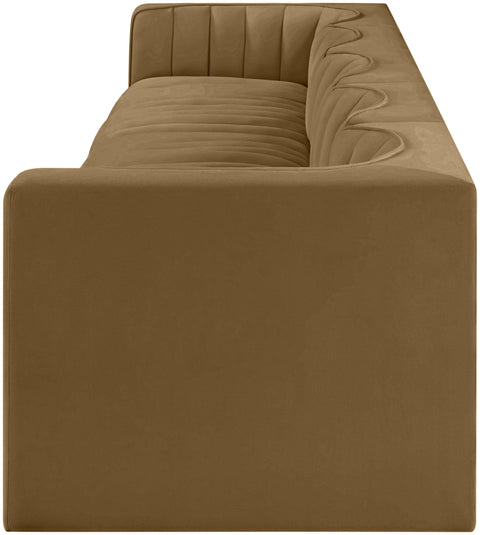 Talia Saddle Velvet Performance Fabric Upholstered Sofa, 5-Piece