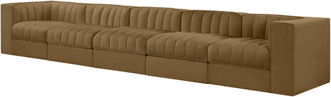 Talia Saddle Velvet Performance Fabric Upholstered Sofa, 5-Piece