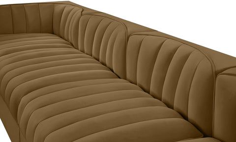 Talia Saddle Velvet Performance Fabric Upholstered Sofa, 5-Piece