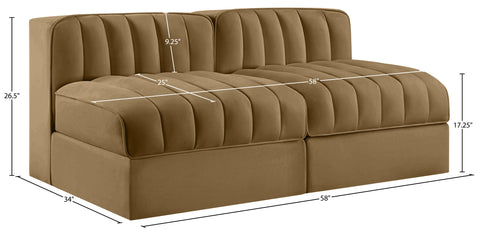 Talia Saddle Velvet Performance Fabric Upholstered Loveseat, 2-Piece