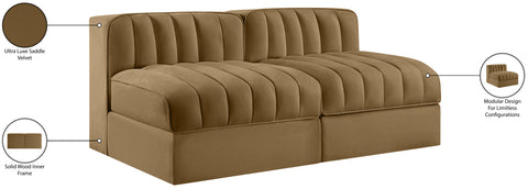 Talia Saddle Velvet Performance Fabric Upholstered Loveseat, 2-Piece