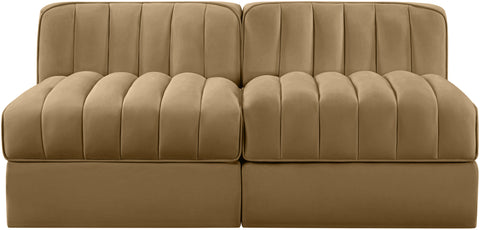 Talia Saddle Velvet Performance Fabric Upholstered Loveseat, 2-Piece