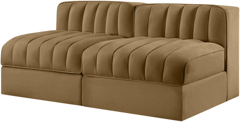 Talia Saddle Velvet Performance Fabric Upholstered Loveseat, 2-Piece