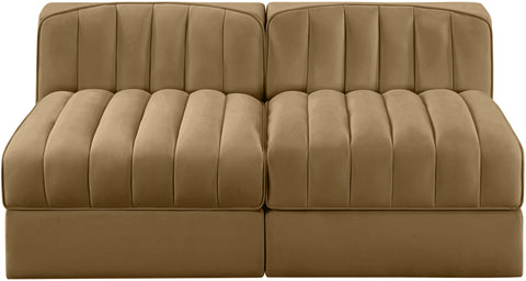 Talia Saddle Velvet Performance Fabric Upholstered Loveseat, 2-Piece