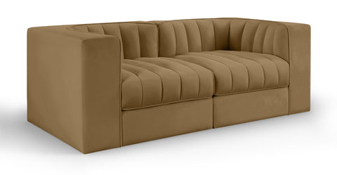 Talia Saddle Velvet Performance Fabric Upholstered Loveseat, 2-Piece (Style 2)