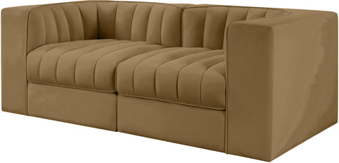 Talia Saddle Velvet Performance Fabric Upholstered Loveseat, 2-Piece (Style 2)