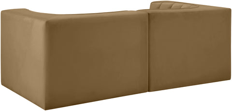 Talia Saddle Velvet Performance Fabric Upholstered Loveseat, 2-Piece (Style 2)