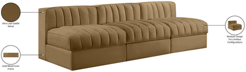 Talia Saddle Velvet Performance Fabric Upholstered Sofa, 3-Piece