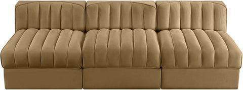 Talia Saddle Velvet Performance Fabric Upholstered Sofa, 3-Piece