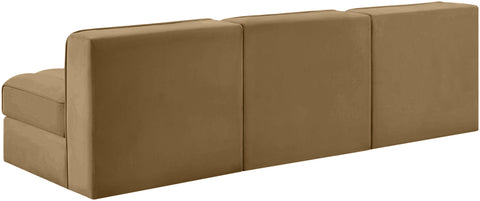 Talia Saddle Velvet Performance Fabric Upholstered Sofa, 3-Piece