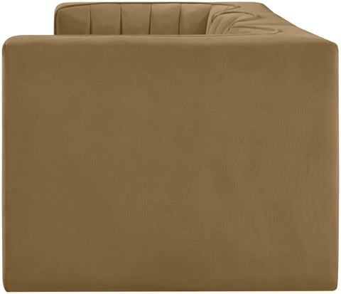 Talia Saddle Velvet Performance Fabric Upholstered Sofa, 3-Piece (Style 2)