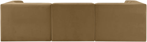 Talia Saddle Velvet Performance Fabric Upholstered Sofa, 3-Piece (Style 2)