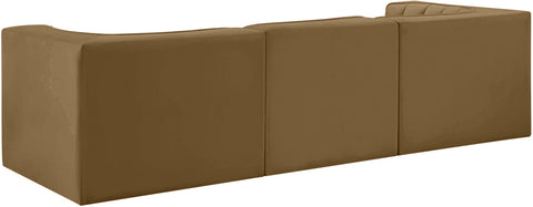 Talia Saddle Velvet Performance Fabric Upholstered Sofa, 3-Piece (Style 2)