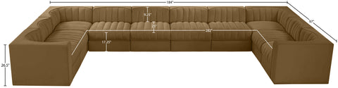 Talia Saddle Velvet Performance Fabric Upholstered Sectional, 10-Piece