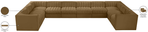 Talia Saddle Velvet Performance Fabric Upholstered Sectional, 10-Piece