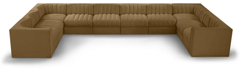 Talia Saddle Velvet Performance Fabric Upholstered Sectional, 10-Piece